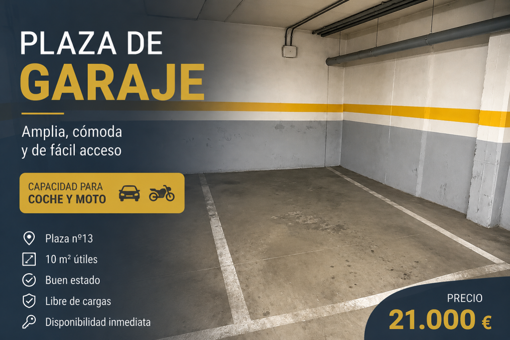 Plaza de Garaje en Venta – Amplia y Fácil Acceso – Alcobendas calle Valladolid